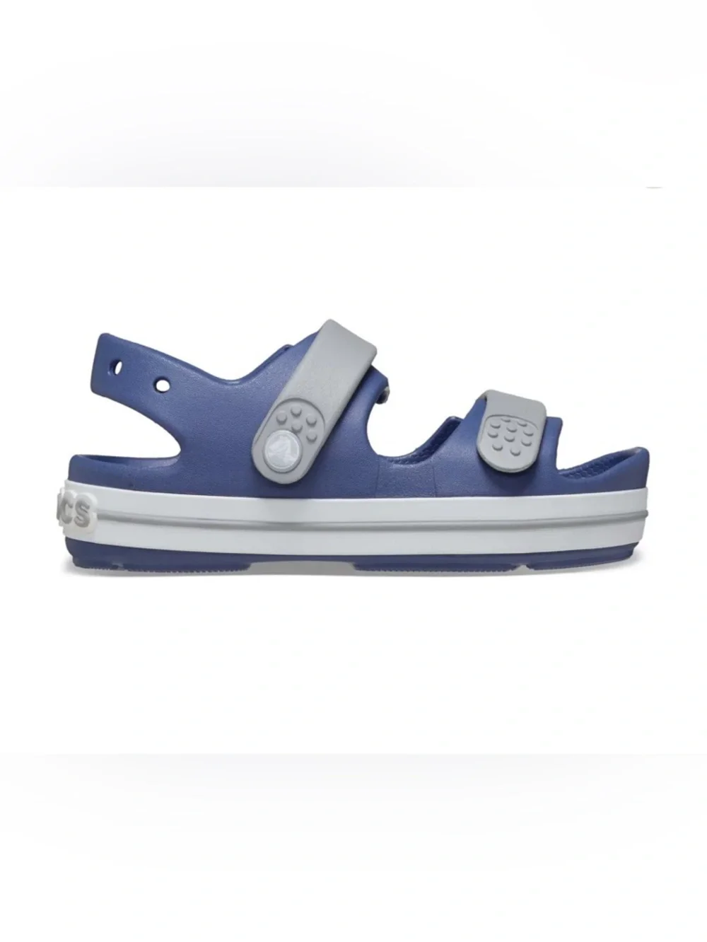 🐊🐸🌾⛱️CROCS Navy and Light Gray Kids Double-Strap Sandals